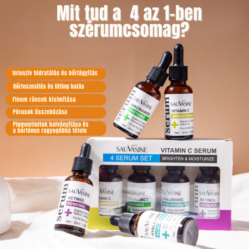 SAUVASINE™ 4 az 1-ben Szérumcsomag – Teljes bőrápolási rutin reggeltől estig