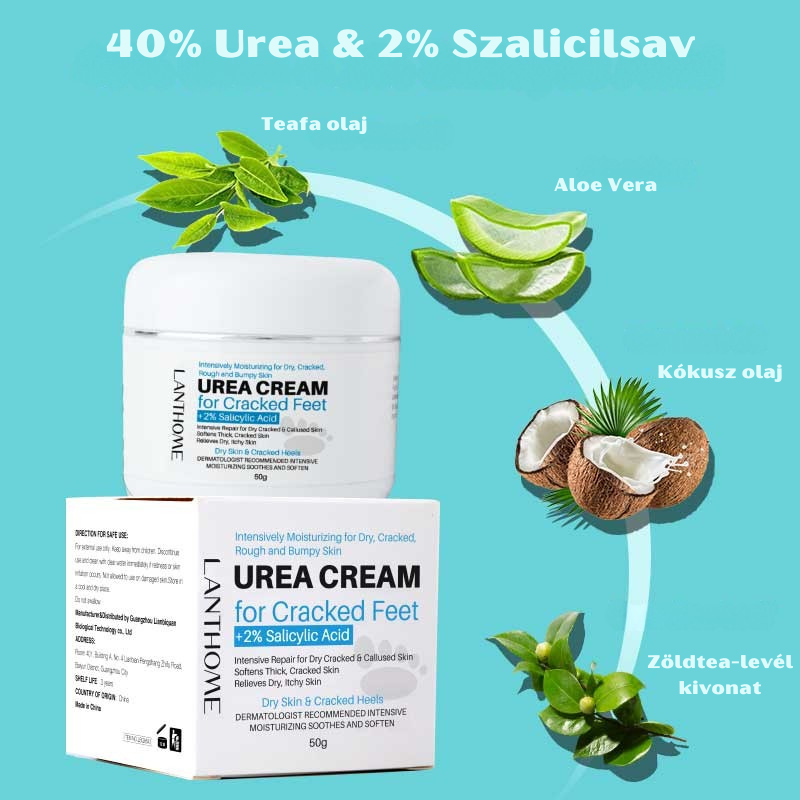 Lanthome™ Urea Krém – 40% Ureával és 2% Szalicilsavval a repedezett bőr ellen